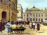 Victor Gabriel Gilbert The Flower Seller Place De L'Opera Paris painting